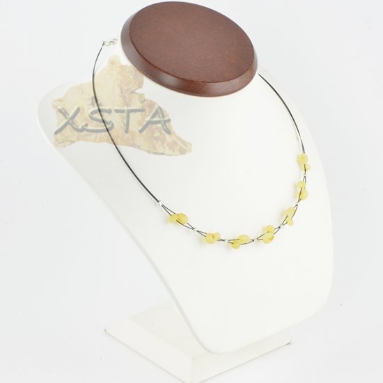 Amber necklace Raw Baroque Olive